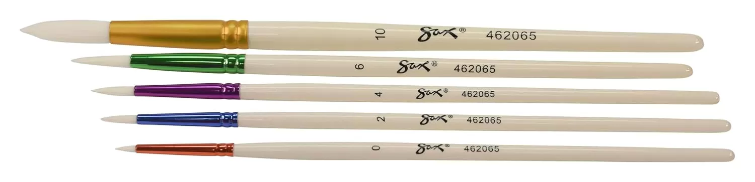 imageSax True Flow Spectrum Watercolor Paint Brushes Round Assorted Size Set of 5