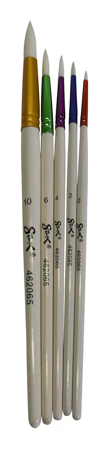 imageSax True Flow Spectrum Watercolor Paint Brushes Round Assorted Size Set of 5