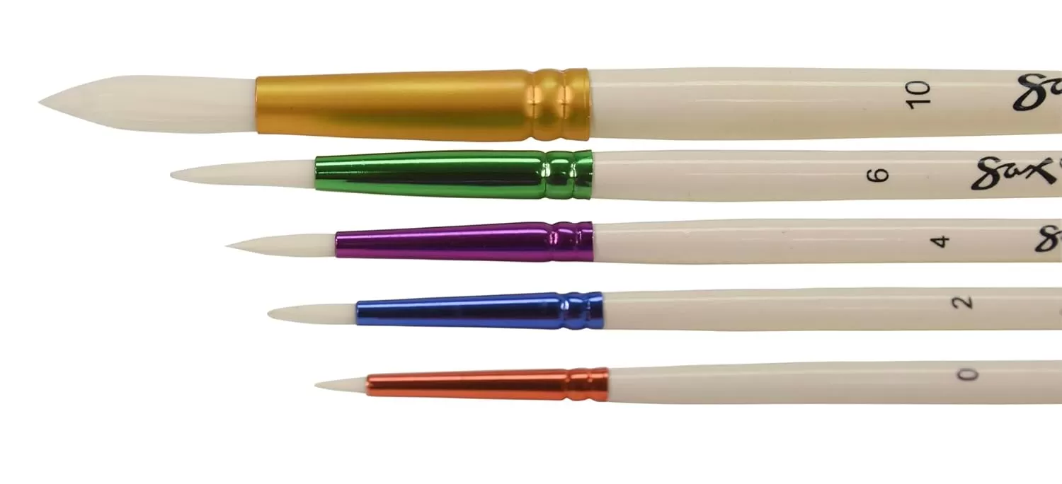 imageSax True Flow Spectrum Watercolor Paint Brushes Round Assorted Size Set of 5