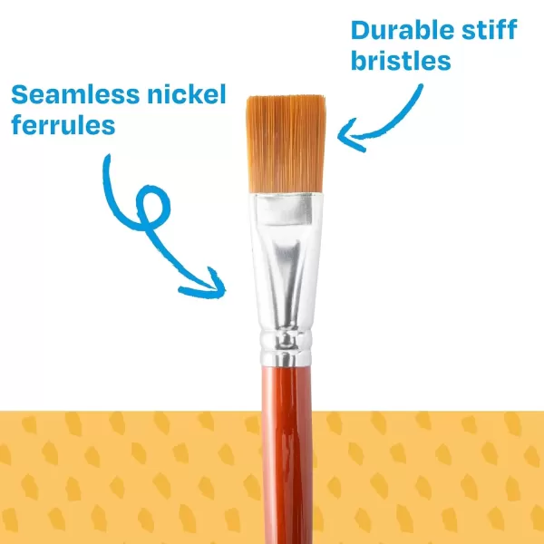 imageSax Copper Acrylic Brushes with Long Wood Handle Round and Bright Sizes 2 6 and 10 Set of 6