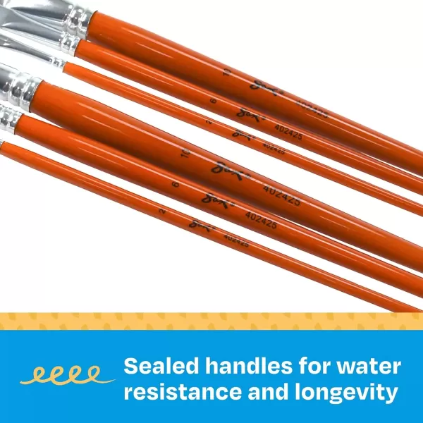 imageSax Copper Acrylic Brushes with Long Wood Handle Round and Bright Sizes 2 6 and 10 Set of 6
