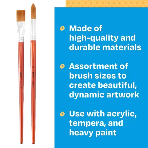 imageSax Copper Acrylic Brushes with Long Wood Handle Round and Bright Sizes 2 6 and 10 Set of 6