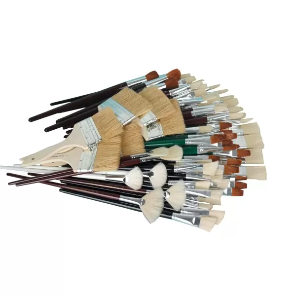 imageSax Jumbo White Yellow and Goat Hair Bristle Paint Brushes for School and Arts and Crafts Use Assorted Sizes Pack of 72