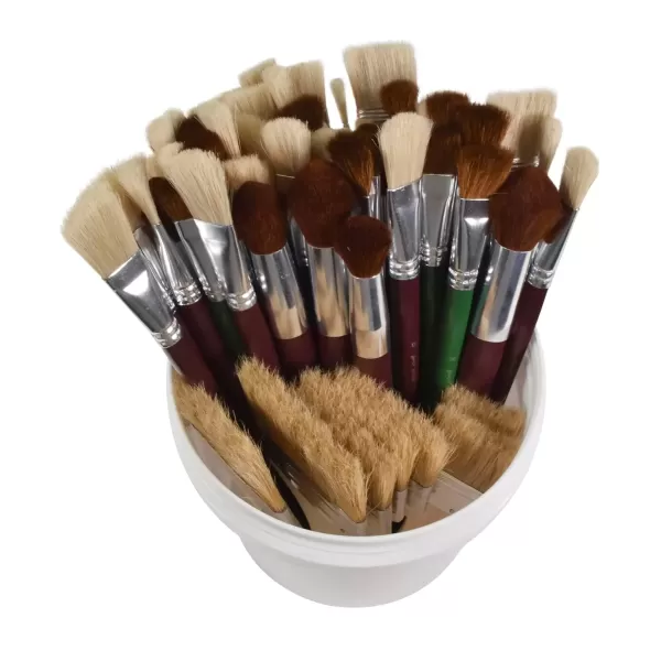 imageSax Jumbo White Yellow and Goat Hair Bristle Paint Brushes for School and Arts and Crafts Use Assorted Sizes Pack of 72