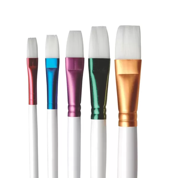 imageSax True Flow Spectrum Watercolor Paint Brushes Flat Assorted Sizes Set of 5
