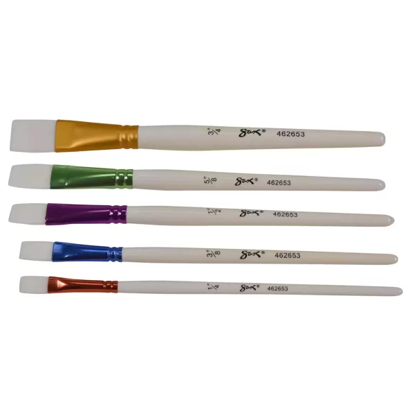 imageSax True Flow Spectrum Watercolor Paint Brushes Flat Assorted Sizes Set of 5