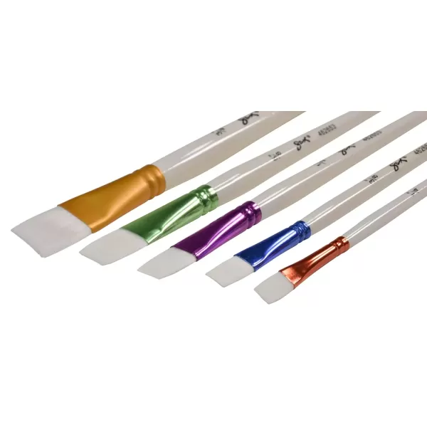 imageSax True Flow Spectrum Watercolor Paint Brushes Flat Assorted Sizes Set of 5