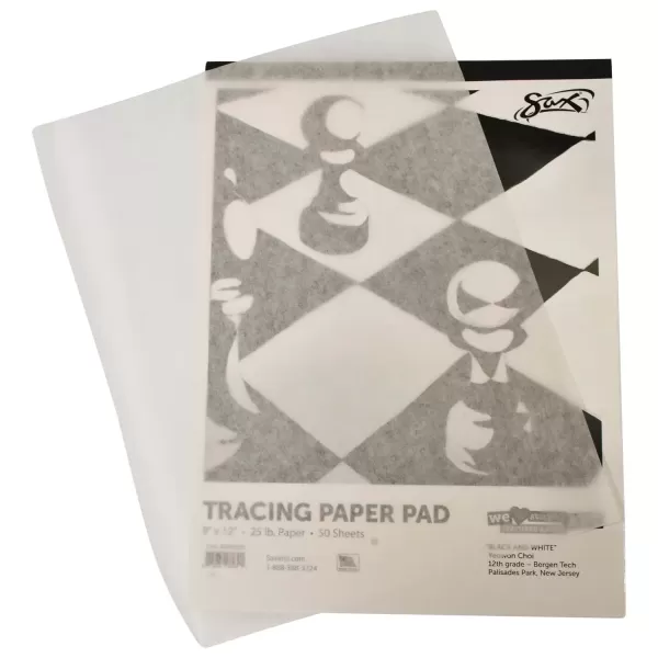 imageSax Tracing Paper Pad  9 x 12 inches  50 Sheets per Pad 25lbs  White  248200