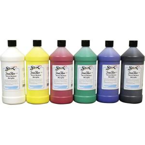 imageSax True Flow Heavy Bodied Acrylic Paint  12 Gallon  Set of 6  Assorted Colors32 Fl Oz Pack of 6