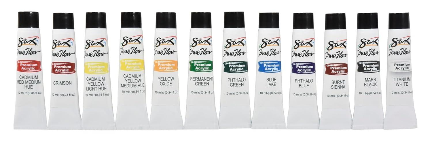 imageSax Premium Acrylic Paint for School and Arts and Crafts Use Assorted Colors 034 Ounce Tubes Bulk Set of 144