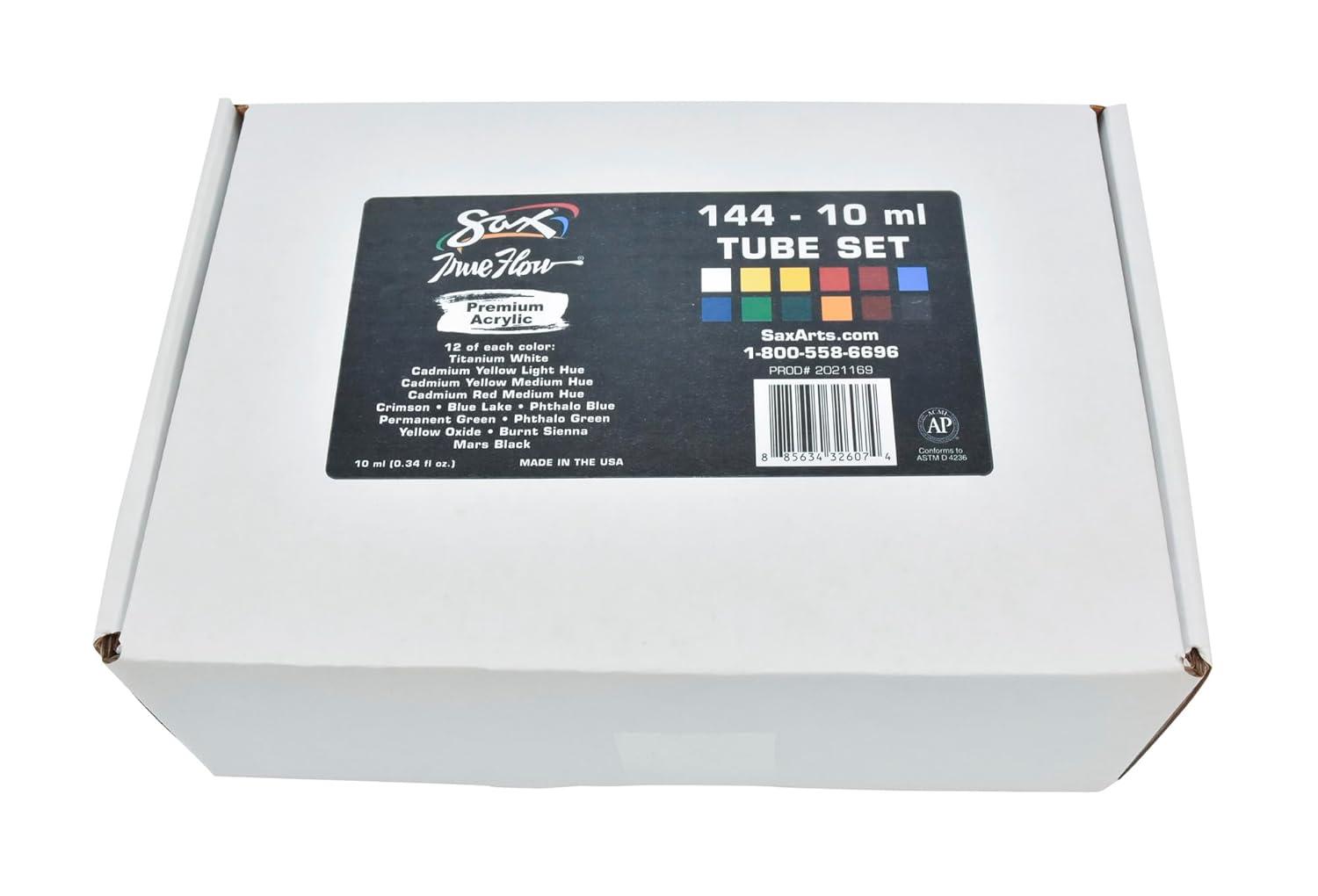 imageSax Premium Acrylic Paint for School and Arts and Crafts Use Assorted Colors 034 Ounce Tubes Bulk Set of 144