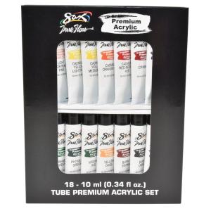 imageSax Premium Acrylic Paint Assorted Colors 034 Ounce Tubes Set of 18