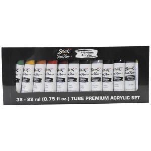 imageSax Premium Acrylic Paint Assorted Colors 075 Ounce Tubes Set of 36