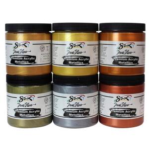 imageSax Premium HeavyBodied Acrylic Metallics 8 Ounce Jars Set of 6