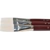 imageSax Optimium White Taklon Brushes Flat Type Long Handle Size 12 Pack of 3