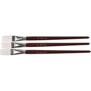 imageSax Optimium White Taklon Brushes Flat Type Long Handle Size 12 Pack of 3