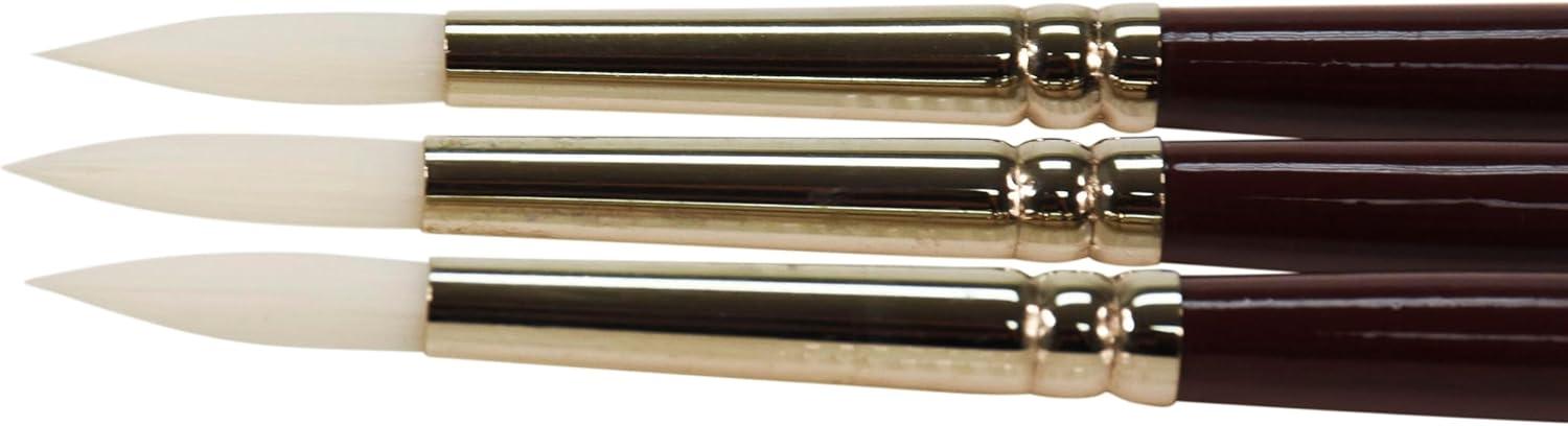 imageSax Optimum White Taklon Brushes Round Type Short Handle Size 8 Pack of 6