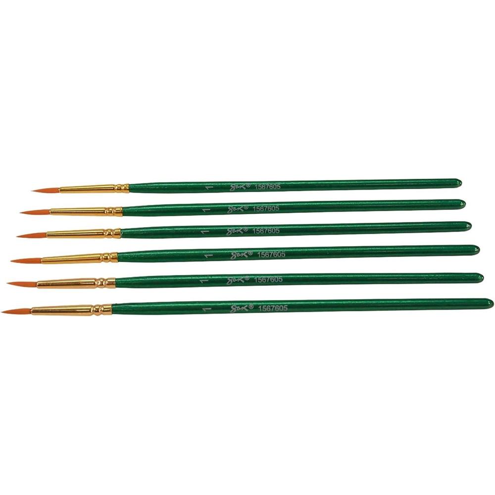 imageSax Optimium Golden Taklon Brushes Round Type Short Handle Size 1 Pack of 6