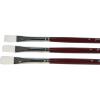 imageSax Optimum Flat White Taklon Long Handle Paint Brushes Size 4 Pack of 3