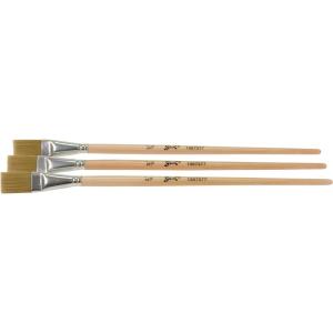 imageSax Golden Synthetic Acrylic Easel Brushes Flat Type Long Handle 34 Inch Pack of 3