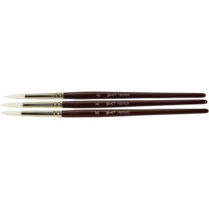 imageSax Optimum White Taklon Brushes Round Type Short Handle Size 8 Pack of 6