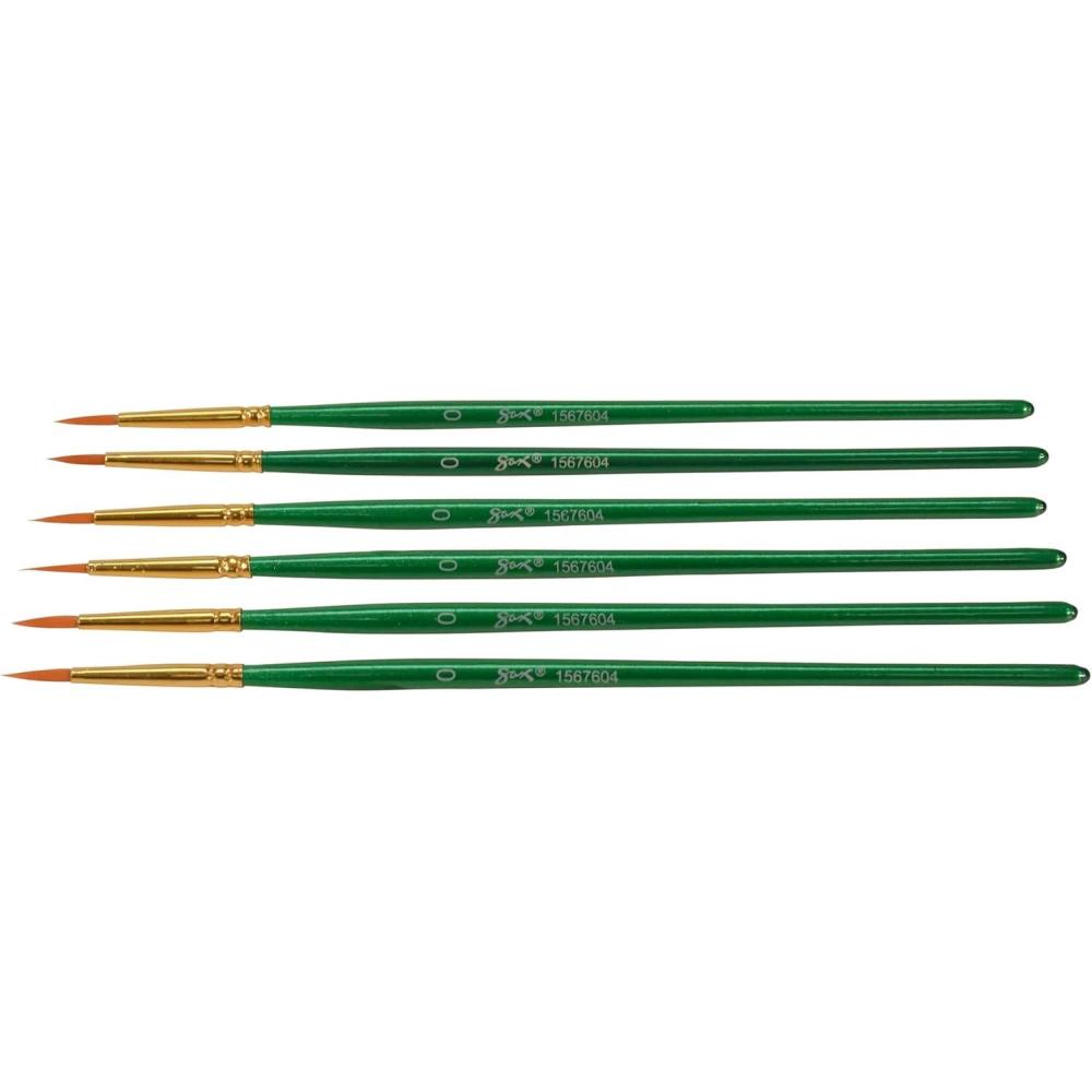 imageSax Optimium Golden Taklon Brushes Round Type Short Handle Size 0 Pack of 6
