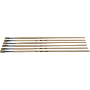 imageSax Golden Synthetic Acrylic Easel Brushes Flat Type Long Handle 14 Inch Pack of 6
