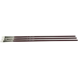 imageSax Optimium White Taklon Brushes Flat Type Long Handle Size 2 Pack of 3