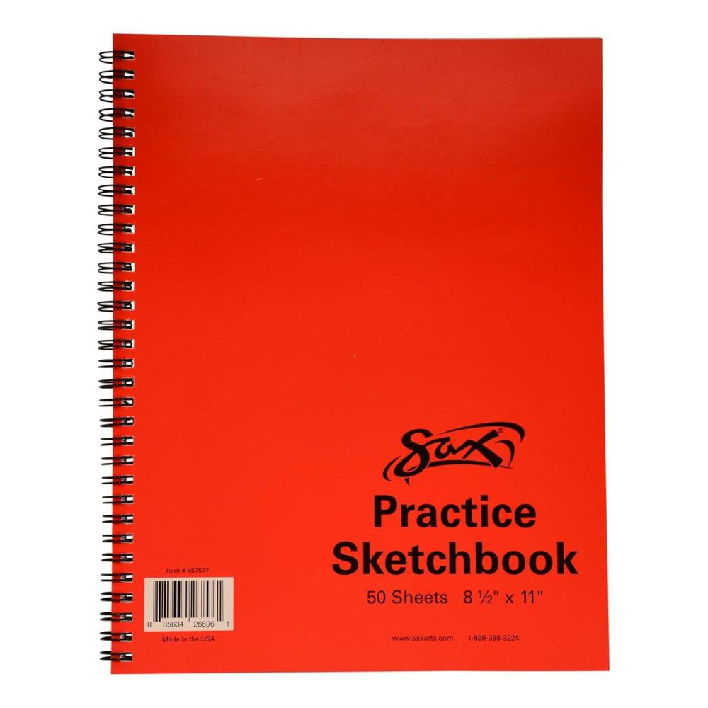 imageSax Spiral Binding Smooth Sketchbook 20 lb 812 x 11 Inches 50 Sheets Red