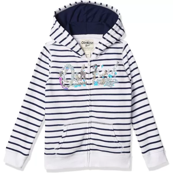 imageOshKosh BGosh Girls Logo HoodieWhite Navy Stripe
