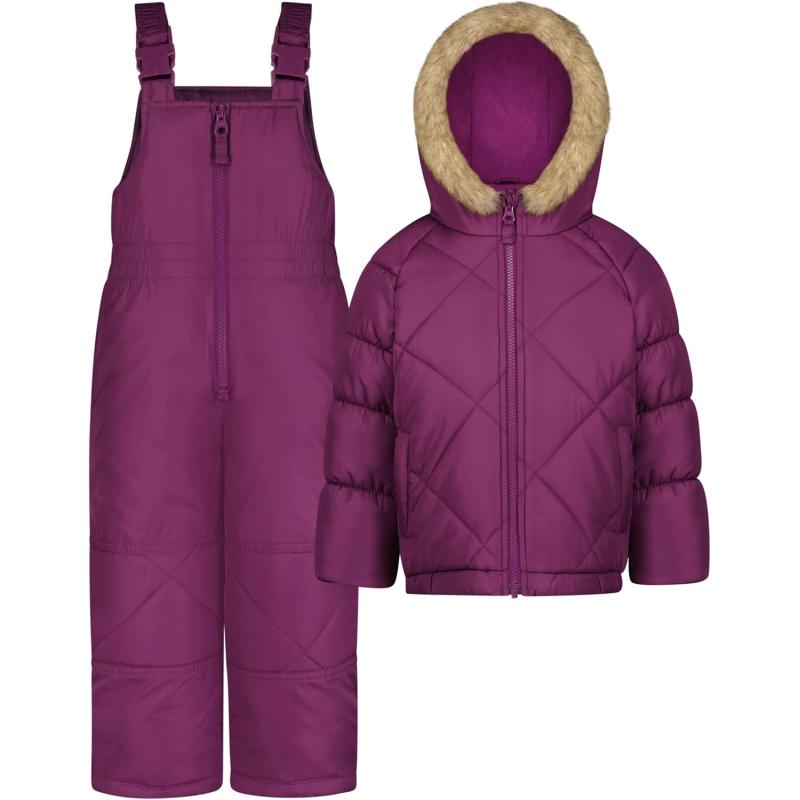 imageOsh Kosh Girls Ski Jacket and Snowbib Snowsuit Outfit SetDark Berry