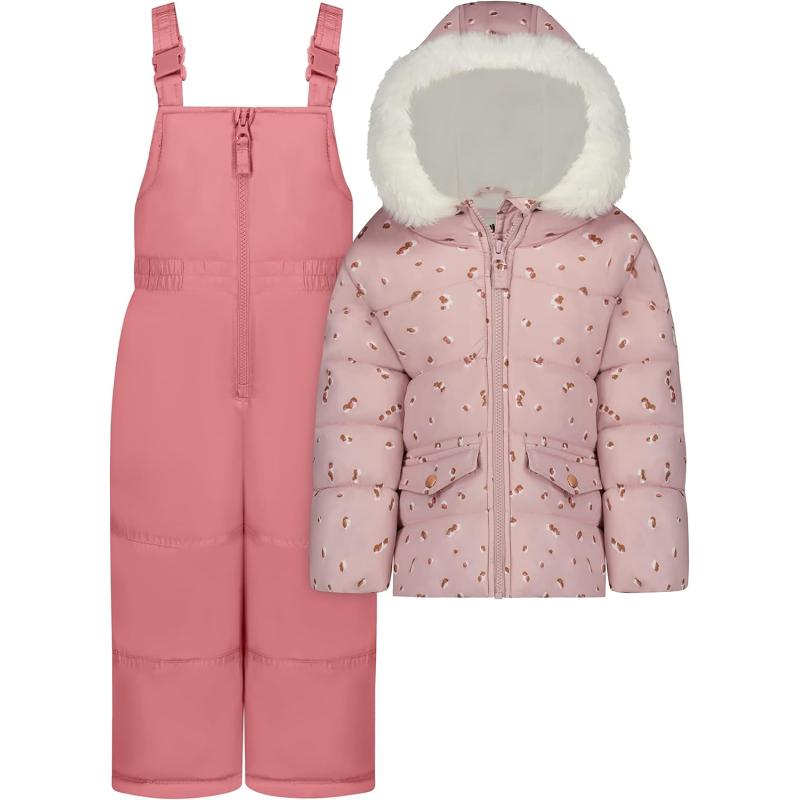 imageOsh Kosh Girls Ski Jacket and Snowbib Snowsuit Outfit SetLeopard