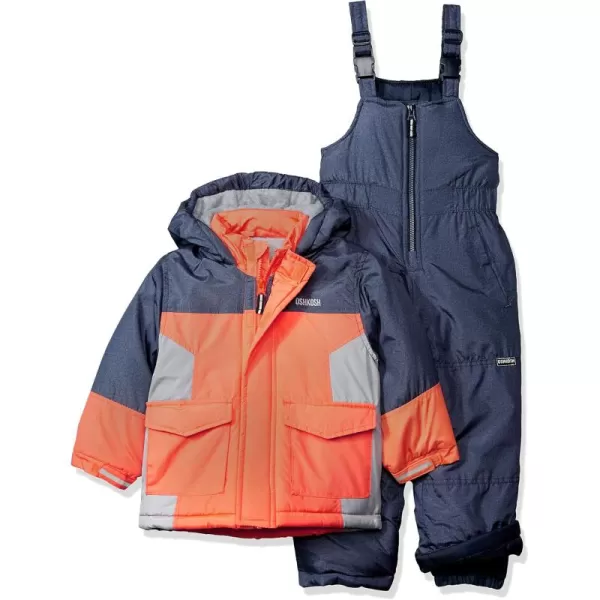 imageOshKosh BGosh Boys Ski Jacket and Snowbib Snowsuit SetTangy OrangeWolf Grey
