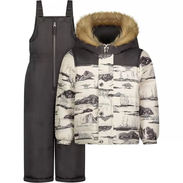 imageOshKosh BGosh boys Ski Jacket and Snowbib Snowsuit SetGrey Dino Print