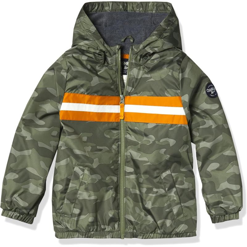 imageOsh Kosh Boys Midweight Fleece Lined Windbreaker JacketGreen Camo Stripe