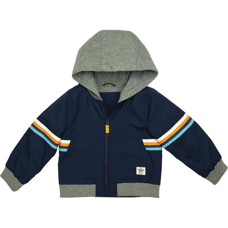 imageOsh Kosh Boys Midweight Fleece Lined Windbreaker JacketNavy Multi Stripe