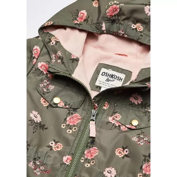 imageOshKosh BGosh Baby Girls Midweight Hooded Anorak Jacket CoatOlive Drab Floral