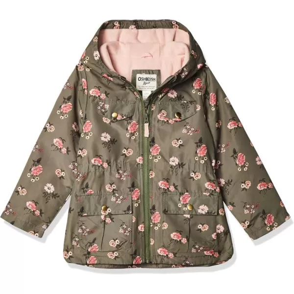 imageOshKosh BGosh Baby Girls Midweight Hooded Anorak Jacket CoatOlive Drab Floral