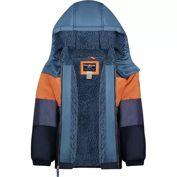 imageOsh Kosh boys Heavyweight Colorblock Puffer CoatBlueOrange