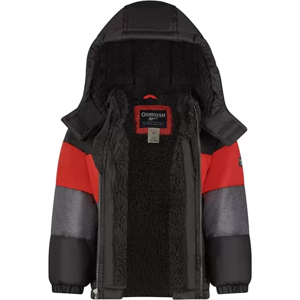 imageOsh Kosh boys Heavyweight Colorblock Puffer CoatGreyRed