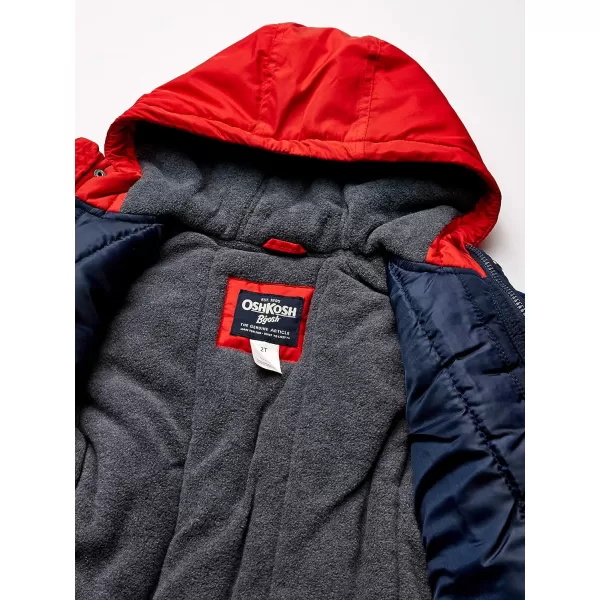 imageOsh Kosh boys Heavyweight Colorblock Puffer CoatRedGreyDeep Navy