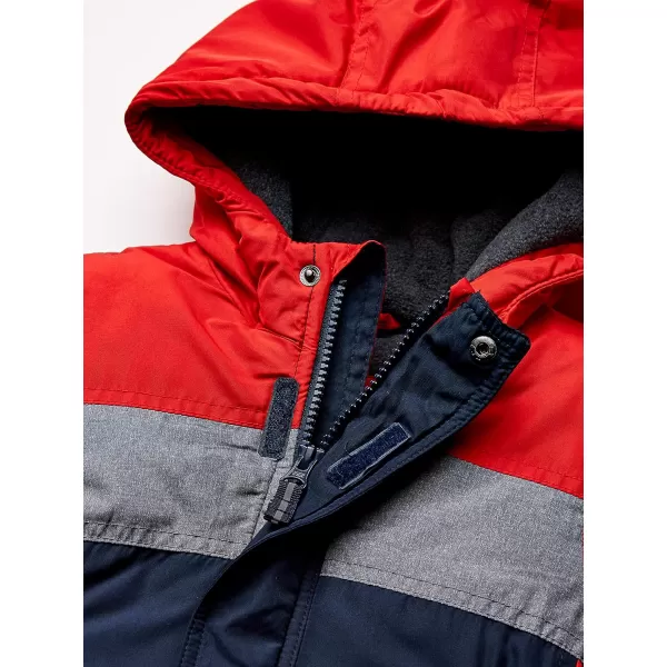 imageOsh Kosh boys Heavyweight Colorblock Puffer CoatRedGreyDeep Navy