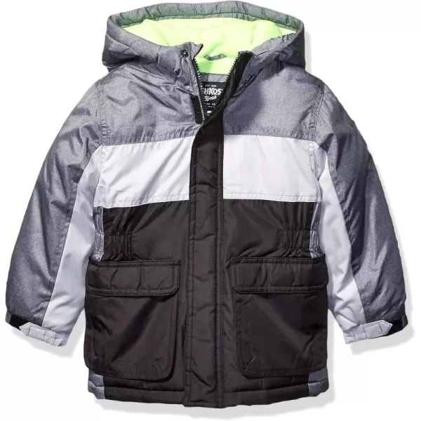 imageOsh Kosh boys Heavyweight Colorblock Puffer CoatGreySilverBlack