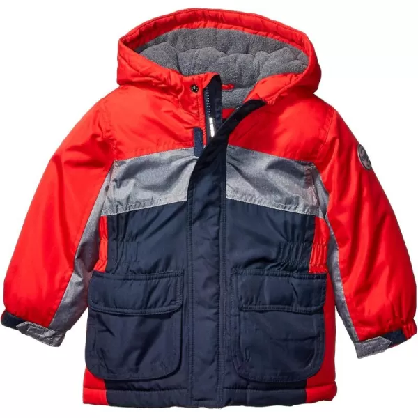 imageOsh Kosh boys Heavyweight Colorblock Puffer CoatRedGreyDeep Navy