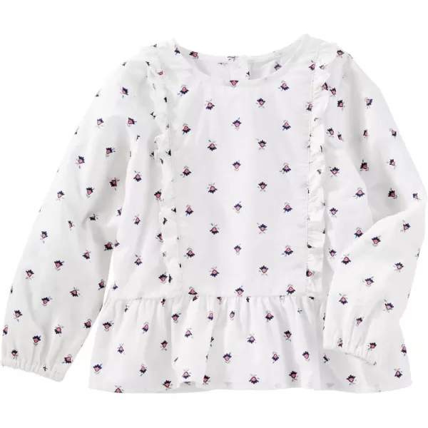 imageOshKosh BGosh Girls LongSleeve Fashion TopWhite Dot Floral
