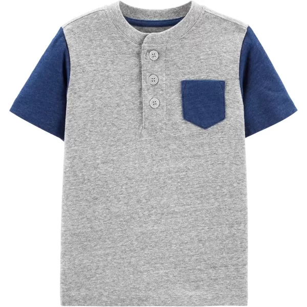 imageOshKosh BGosh Boys Toddler Pocket Henley GreyBlue 5T