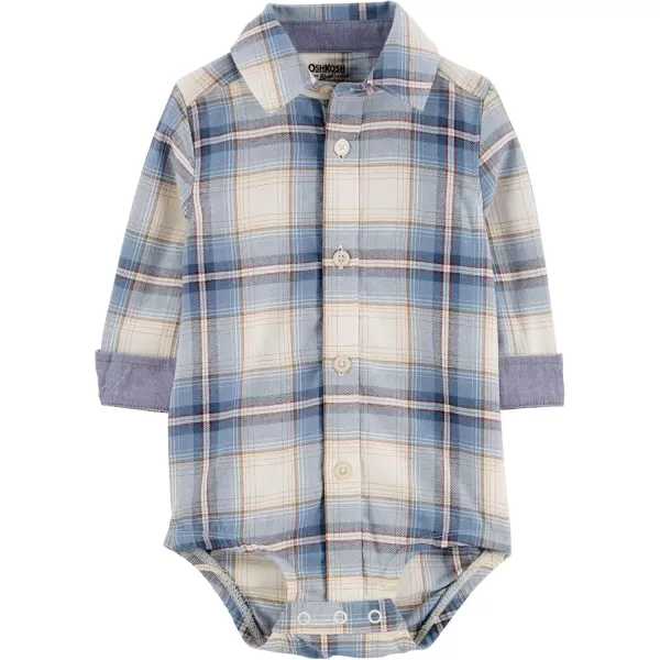imageOshKosh BGosh babyboys Buttonfront BodysuitshirtBlue Plaid