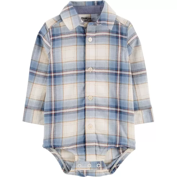 imageOshKosh BGosh babyboys Buttonfront BodysuitshirtBlue Plaid