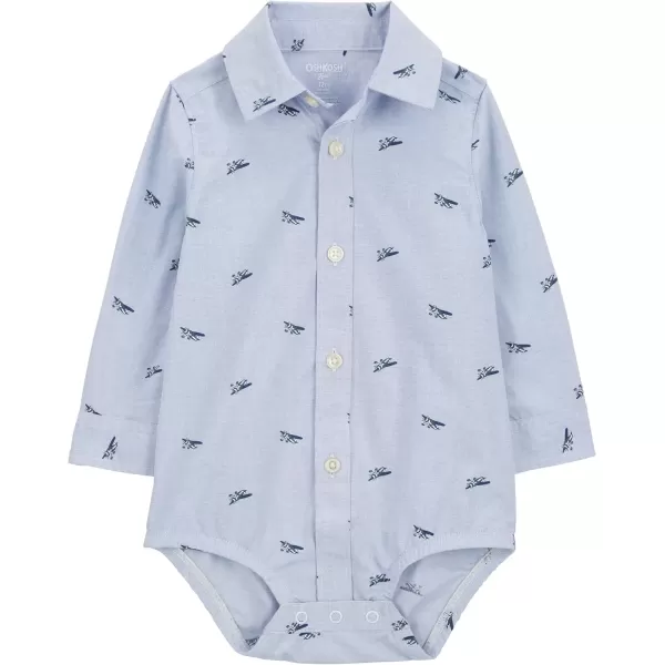 imageOshKosh BGosh babyboys Buttonfront BodysuitshirtBlue Plane