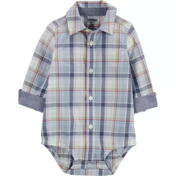 imageOshKosh BGosh babyboys Buttonfront BodysuitshirtMulti Plaid